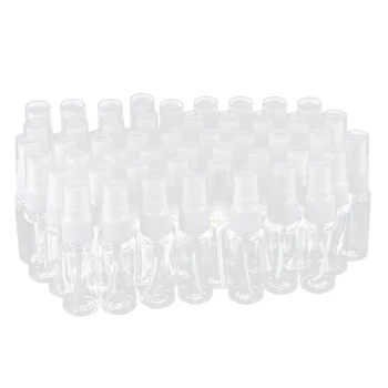 50PCS tušti skaidrūs plastikiniai smulkios miglos purškimo buteliai su mikropluošto valymo šluoste, 20ml pakartotinai užpildomas indas