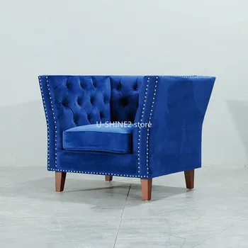 U-BEST Naujo dizaino foteliai mėlynas aksomas Sagomis kuokštinė sofa kėdė namai vila baldai odinė sofa mažytis namelis