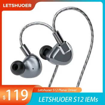 Letshuoer Shuoer S12 HIFI Geriausios ausyse Laidinės IEM ausinės Custom 14.8mm plokštuminė tvarkyklės diafragma Fancier Aukštos kokybės monitoriai
