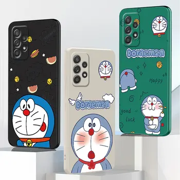 Telefono dėklas, skirtas Samsung Galaxy A20s A04e A71 A01 A31 A02S A70 A03 A51 A02 A10s A10 A20 A30 Kvadratinis skystas dangtelis Mielas D-Doraemon