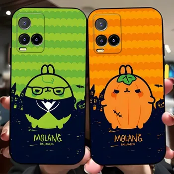 Kawaii Molang Cartoon Cat telefono dėklas, skirtas VIVO Y31 V21e V23 Y21 Y76 Y15S Y73 X60 X70 X80 Y33S T1 IQOO 9 U5 U5x Pro Plus dangtelis