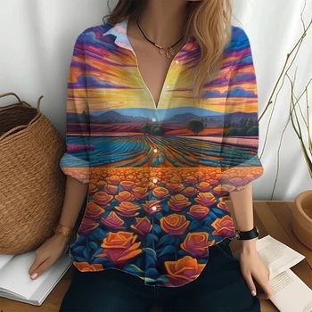 Nauji 3D spalvingi spausdinimo marškiniai Havajų dama marškiniai ilgomis rankovėmis 
