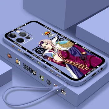 One Piece Nami Hina Girl Liquid Left Rope for Apple iPhone 15 14 13 12 11 XS XR X 8 7 SE Pro Max Plus Mini telefono dėklas