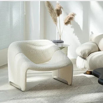 šiaurietiško stiliaus sofa vienvietis dizaineris šviesus prabangus paprastas laisvalaikis kūrybinė svetainė balta sofa metaliniai chaises itališki baldai