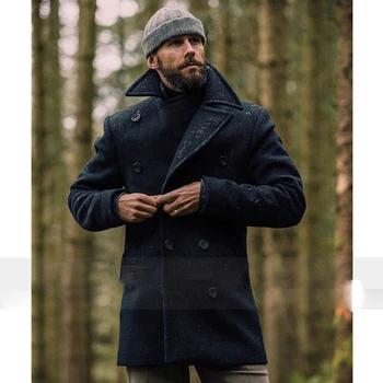 Dvispalvis vyriškas vilnonis tik švarko paltas Casual Warm Wool Jaqueta Masculina Universalus žieminis paltas
